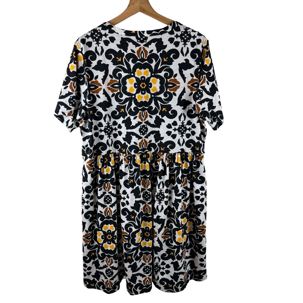 Boden Black Easy Notch Neck Jersey Dress Floral 100% Cotton Size 14 - Picture 9 of 9
